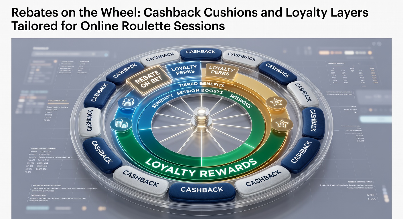 Online roulette wheel with cashback icons and loyalty tier badges glowing around it, illustrating rebates and rewards in action