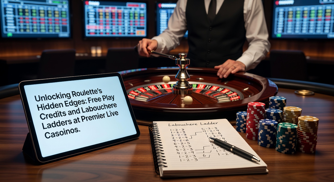 Close-up of a Labouchere betting ladder on a live casino app screen, with roulette wheel and dealer in the background